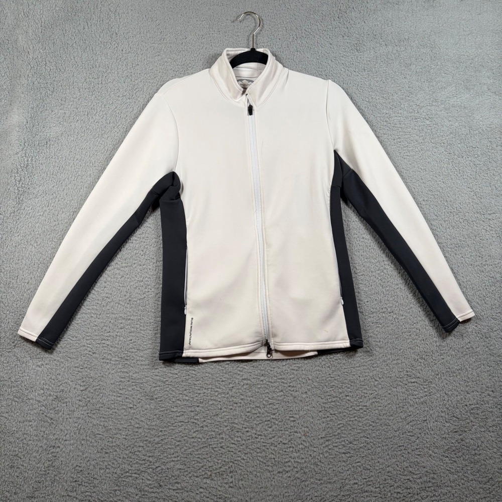 Sun Mountain Womens Thermal‎ Wear Full Zip Jacket Cream Black Golf Size Small
